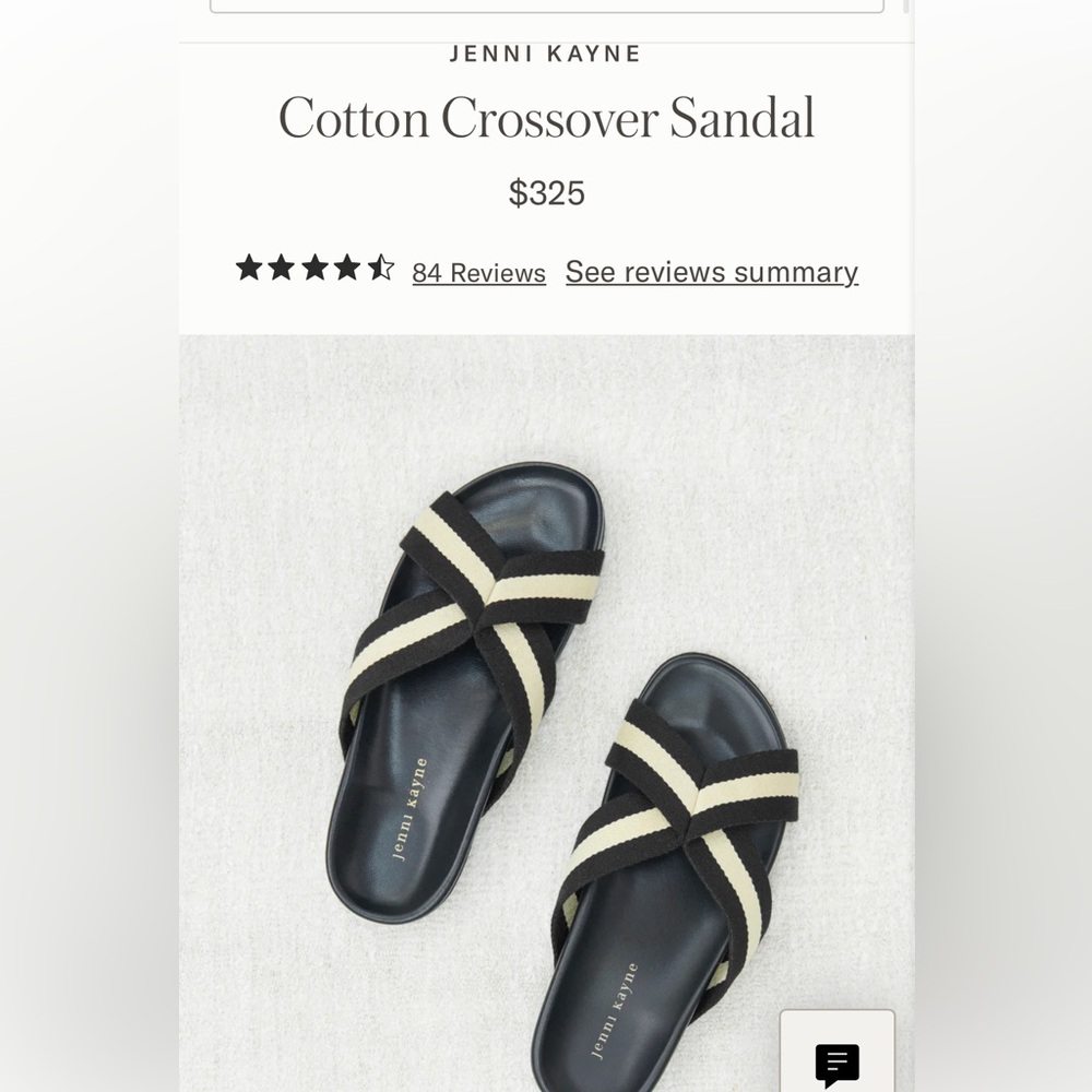 Jenni Kayne Black and Cream Cotton Crossover Sandal
